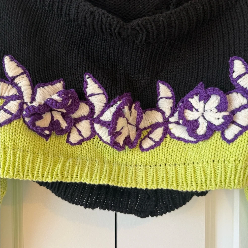 Anthropologie Mandinga Rose Crop Top Black and Green Size Medium - Picture 4 of 9